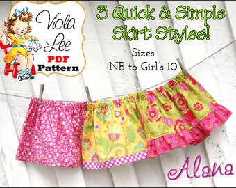Alana Super Easy Skirt Patterns. Toddler Skirt Pattern, pdf Sewing Pattern. Infant Sewing pattern. Girl's Sewing Pattern. Baby Skirt Pattern