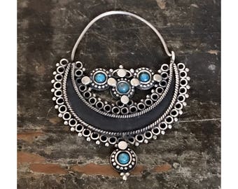 Items similar to Bigger Gypsy Hoops Earrings with Ornate Flower and
