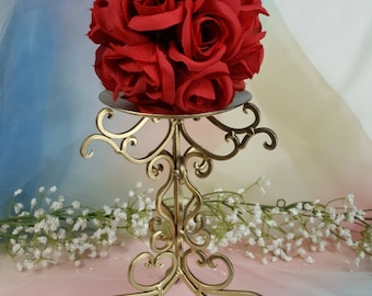 3 per / Iron Filigree Pillar Candle Holders / Ornate Wedding Reception Table Centerpiece / Gold, Rose Gold / Gift / Unity Candle Holder