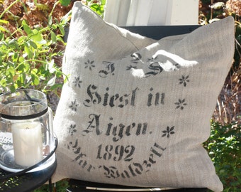 1892 No. 2 J.S. Hiest in Aigen Antique Grain Sack XL Cushion Cover