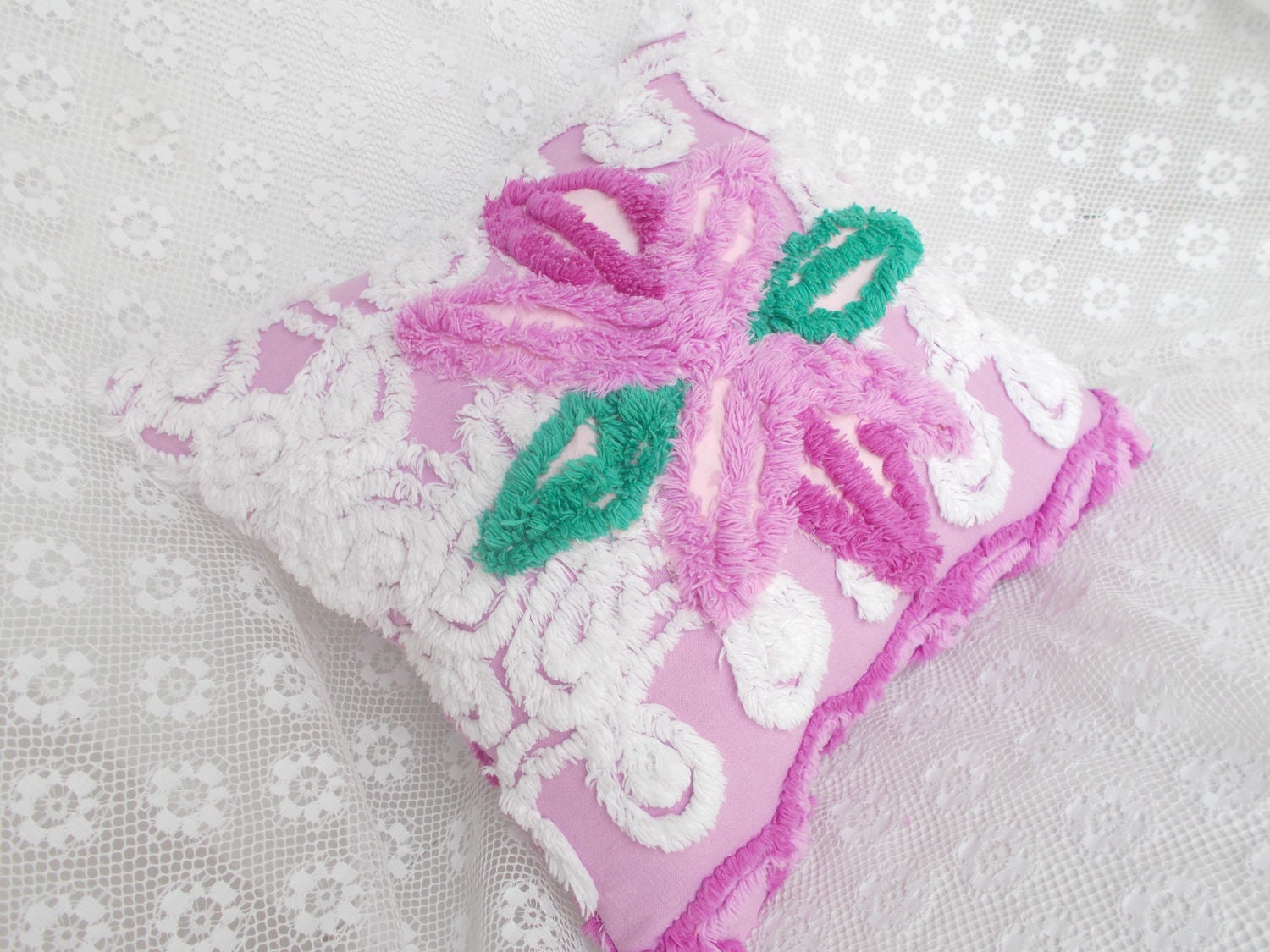 Chenille Pillow Vintage Chenille Pillow Cotton Pillow