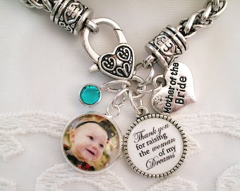 Mother of the Bride Bracelet Gift for Mother of the Groom Bracelet Mother Bridal Gift Grandmom Gift ADD Custom Message Charm for Her