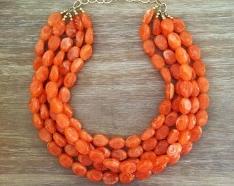 Statement Necklace Bridesmaid Jewelry JACKIE O Orange NECKLACE Wedding Jewelry Statement Jewlery Orange Necklace