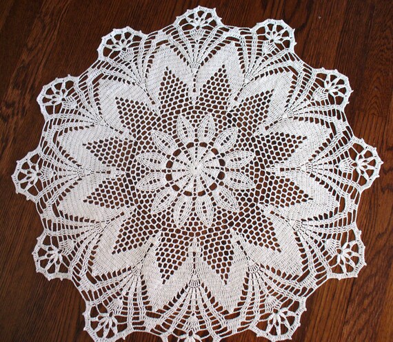 Handmade White Round Crochet Doily: Foam Flower