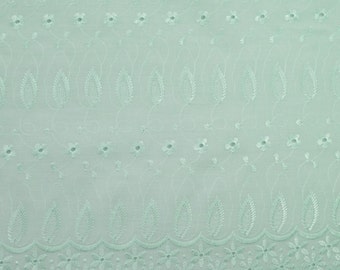 Cotton Embroidered Eyelet Mint 42 Inch Fabric by the yard - 1 Yard