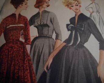 Vintage 1950's McCall's 5132 Pauline Trigere Dress Sewing Pattern, Size 14 Bust 34