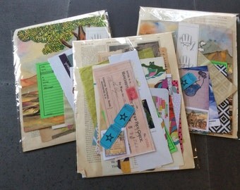 50 pieces of ephemera including vintage book pages, children's books, collage cuts and more- for junk journals,art journals, collage, more