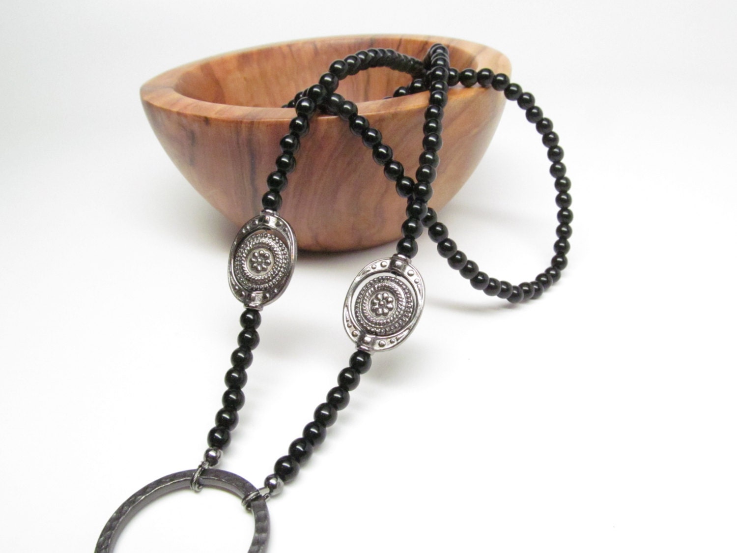 Beaded Black Glasses Holder Eyeglass Necklace Holder Glasses