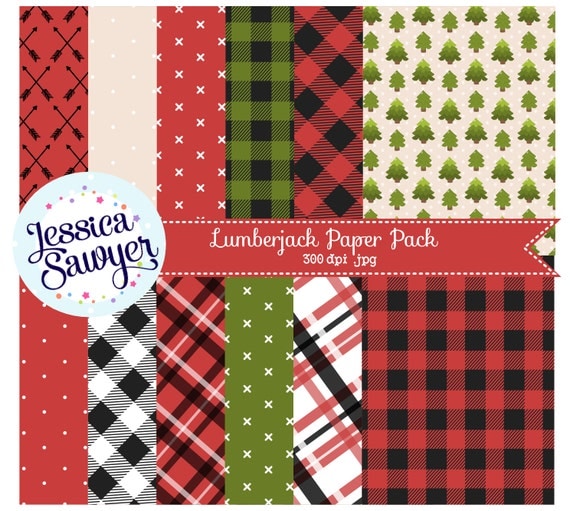 INSTANT DOWNLOAD, lumberjack plaid digital papers for planner stickers, products, and crafts Il_570xn