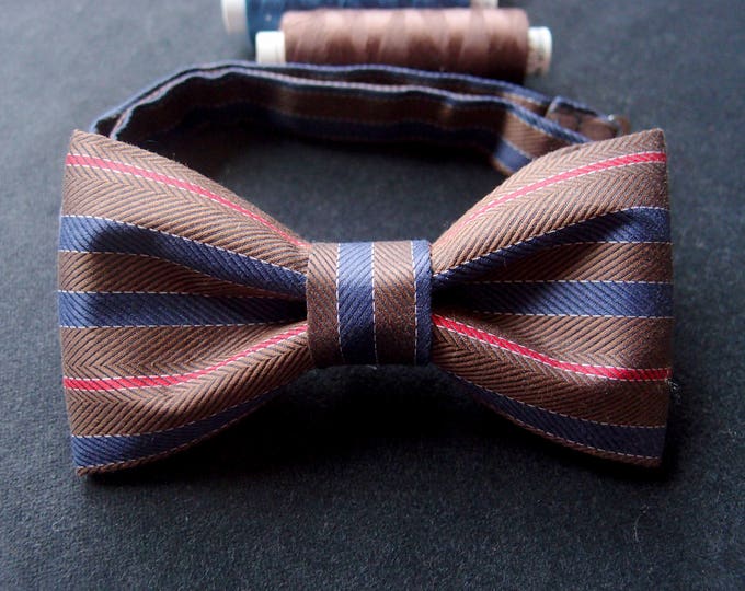 Brown Mens Bow tie, Striped Bow tie, Chocolate Bow tie, Coffee Bowtie, Brown Blue Bow tie, Prom bow tie, Wedding bow tie, unique bow tie