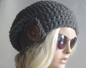 Womens Hats Gifts for her girl hat Cap Beanie sluchyhats Gray woman hats Womens Cancer Headwear Chunky Knit Hat Beanie