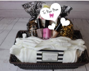 New Mom Giftbasket, Postpartum care basket, new mom gift basket, new baby gift basket, baby shower gift basket, welcom baby basket,