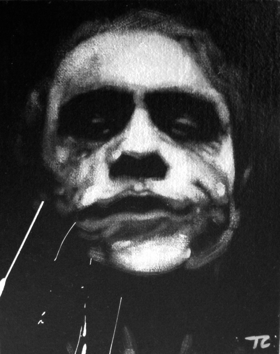 Joker Heath Ledger Black & White Art Portrait Original