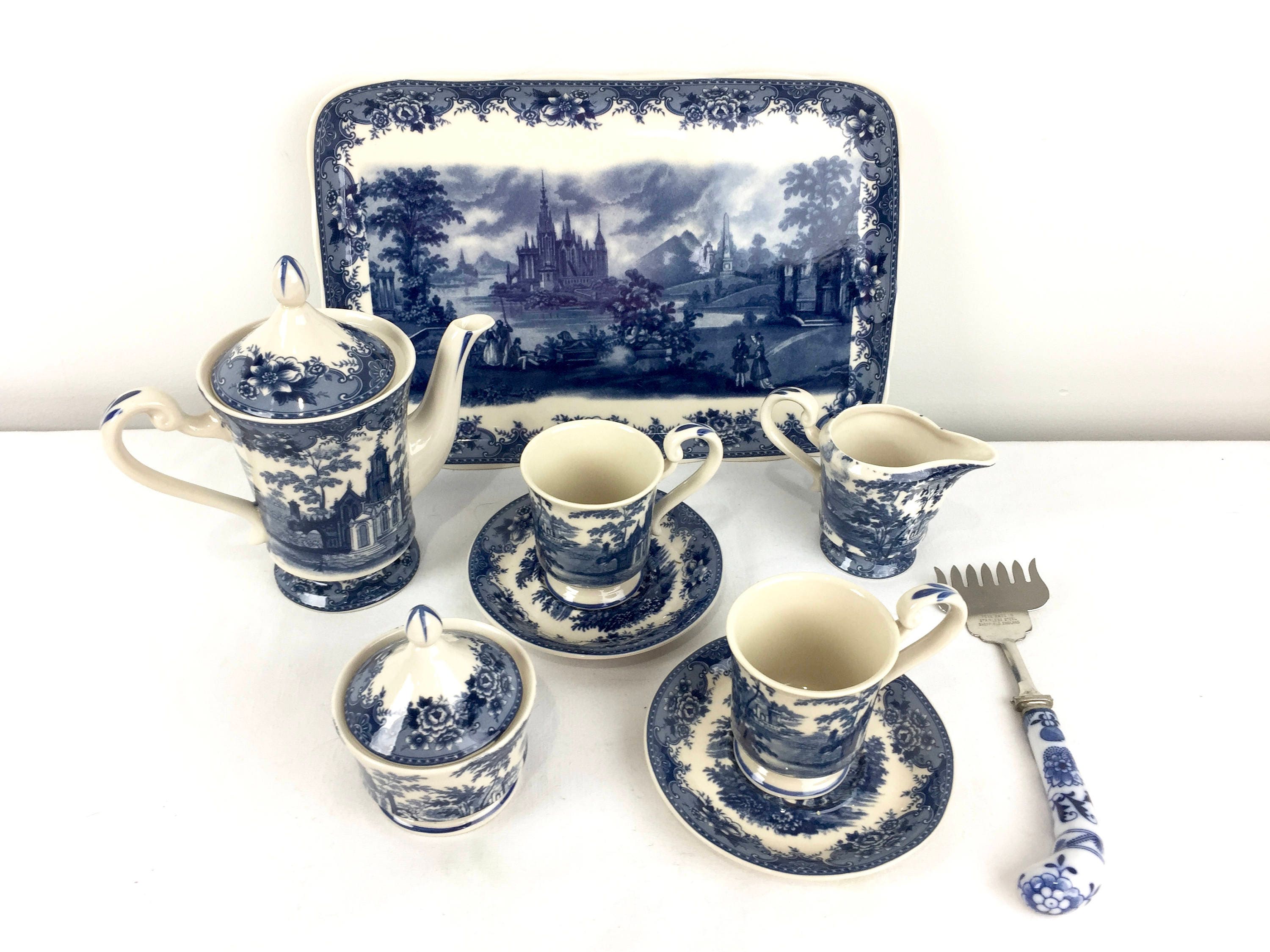 Madison Bay Company Blue and White Tea Service Set Mid