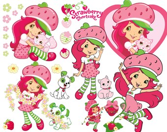 BEST collection of 250 STRAWBERRY SHORTCAKE Clipart - 250 high quality Strawberry Shortcake clipart - 250 Graphics !!!