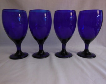 Cobalt Blue Goblets Cobalt blue Water Glasses Blue Stemware Libbey Glass Co. Offers always considered