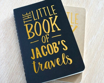 Personalised Travel Journal Planner - The Little Book Of Travels, Plain Black & Copper A6 personalised moleskine pocket notebook journal