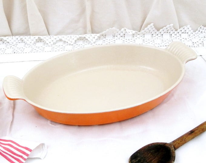 Vintage Le Creuset from France Traditional Bright Orange and White Enameled Cast Iron 28 Oven Dish, Grill, Pan Cooking Pot, Kitchen, Cooking Vintage Le Creuset from France Traditional Bright Orange and White Enameled Cast Iron 28 Oven Dish, Grill, Pan Cooking Pot, Kitchen, Cooking