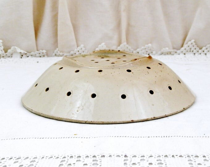 Antique French Ironware " Terre de Fer " Chroisy le Roi Strainer Plate, Berry Bowl, Cheese, Colander, French Country, Cottage, Shabby, Chic Antique French Ironware " Terre de Fer " Chroisy le Roi Strainer Plate, Berry Bowl, Cheese, Colander, French Country, Cottage, Shabby, Chic