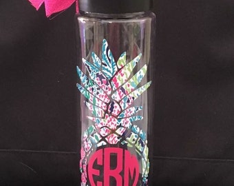 Lily Pulitzer Monogrammed Tritan Water Bottle,Monogrammed Water Bottle Tracker, Time Tracker,Water Intake Tracker