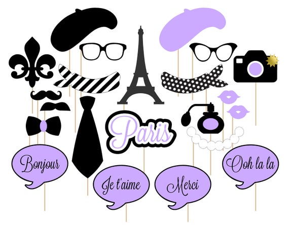 Printable Paris Photo Booth Props Paris Parisian France