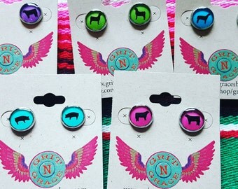 Livestock post earrings, 4H, FFA, Farm girl, stock show, goat, pig, steer, lamb, gift