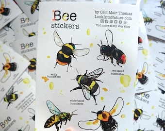 Bee stickers, Bumblebee and honey bee. British bee. Whole sale available
