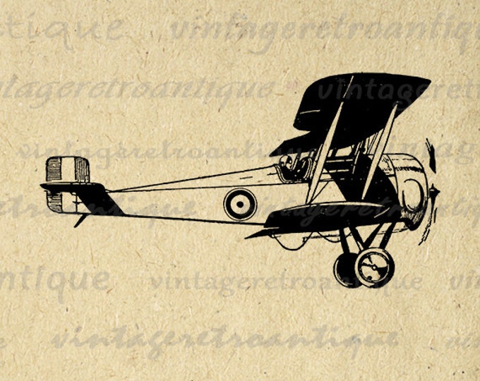 Printable Airplane Art Digital Vintage Biplane Plane Graphic Art Antique Airplane Image Plane Download Clip Art Jpg Png Eps HQ 300dpi No.130