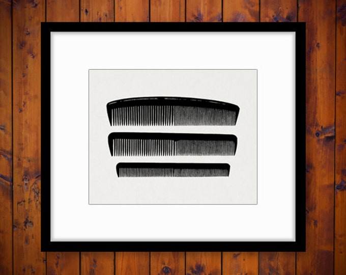 Printable Image Set of Combs Graphic Comb Hair Salon Hairdresser Barber Download Digital Antique Clip Art Jpg Png HQ 300dpi No.3681