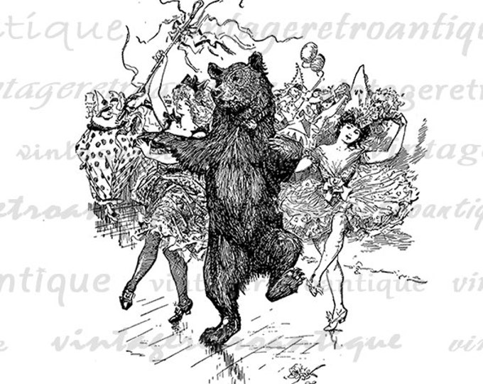 Digital Printable Dancing Bear Graphic Circus Artwork Download Image Jpg Png Eps HQ 300dpi No.356