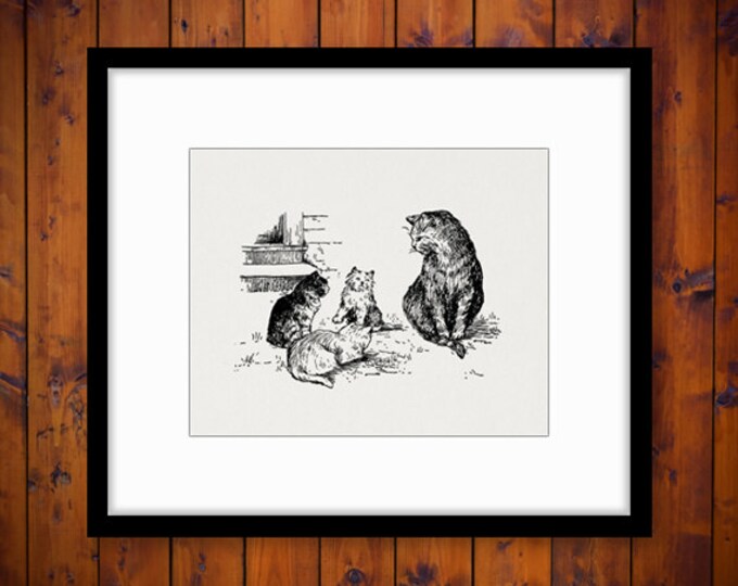 Kittens Printable Graphic Image Cat Digital Download Antique Clip Art Jpg Png Eps HQ 300dpi No.318