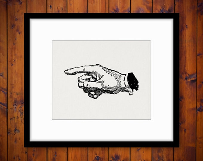 Printable Image Pointing Hand Digital Pointing Finger Download Illustration Graphic Artwork Antique Clip Art Jpg Png HQ 300dpi No.3446