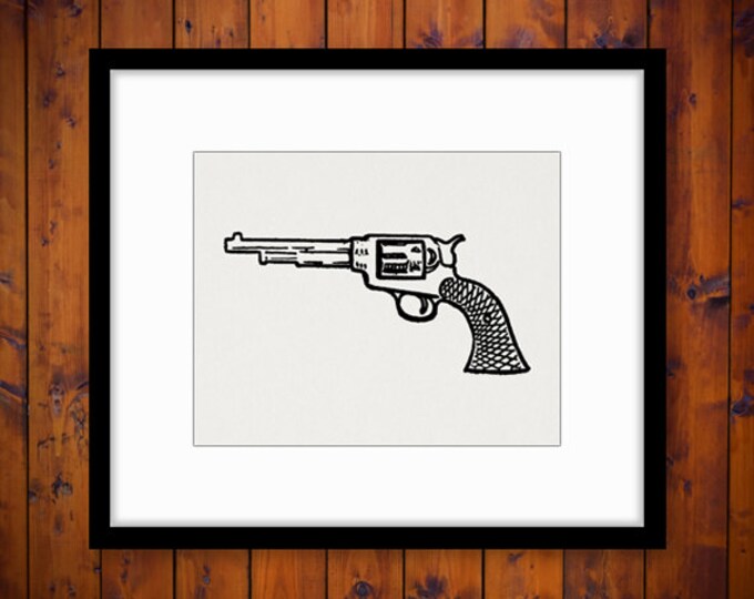 Western Revolver Printable Digital Download Gun Graphic Image Artwork for Transfers Tote Bags Tea Towels etc HQ 300dpi No.4046