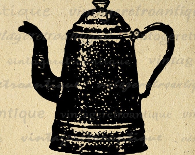 Teapot Image Digital Download Tea Pot Printable Illustration Graphic Vintage Clip Art Jpg Png Eps HQ 300dpi No.1353