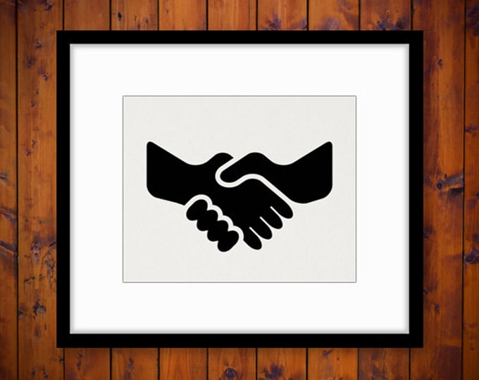 Printable Graphic Handshake Icon Image Download Digital Illustration Vintage Clip Art Jpg Png Eps HQ 300dpi No.3958