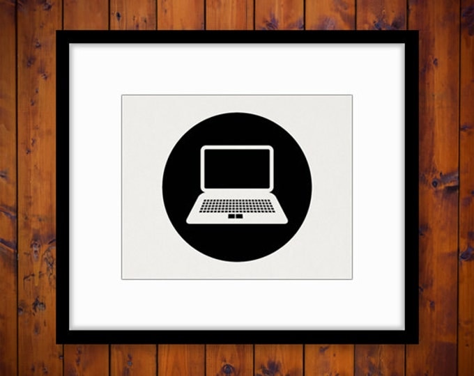 Printable Graphic Laptop Download Laptop Computer Digital Image Illustration Vintage Clip Art for Transfers Printing etc HQ 300dpi No.4522