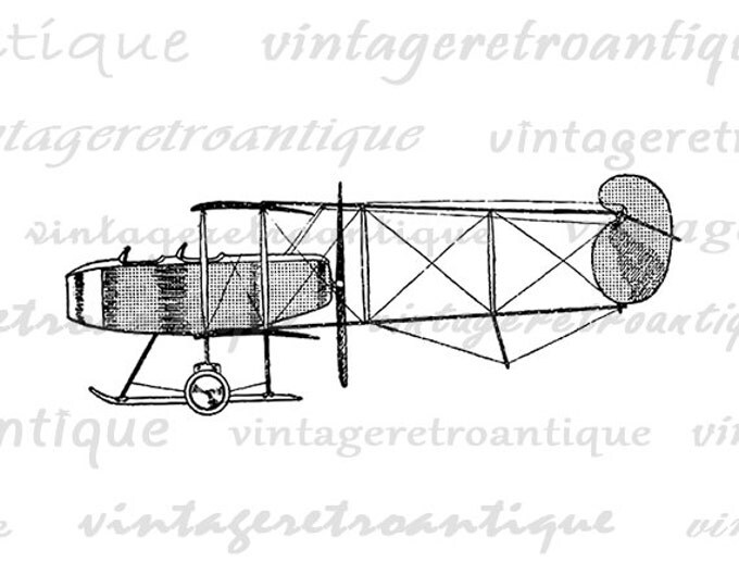 Printable Vintage Airplane Graphic Download Seaplane Image Plane Digital Antique Clip Art Jpg Png Eps HQ 300dpi No.4555