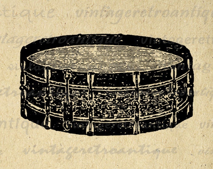 Antique Drum Digital Image Download Printable Graphic Vintage Clip Art for Transfers Printing etc HQ No.1215