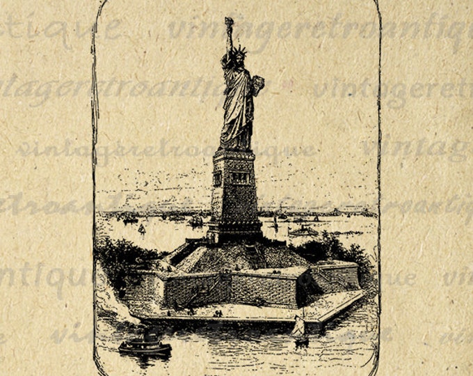 Statue of Liberty Printable Image Graphic New York City Download Digital Vintage Clip Art Jpg Png Eps HQ 300dpi No.3304