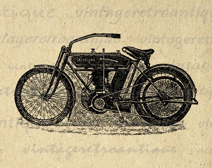 Digital Image Vintage Motorcycle Printable Graphic Download Antique Clip Art Jpg Png Eps 18x18 HQ 300dpi No.3436