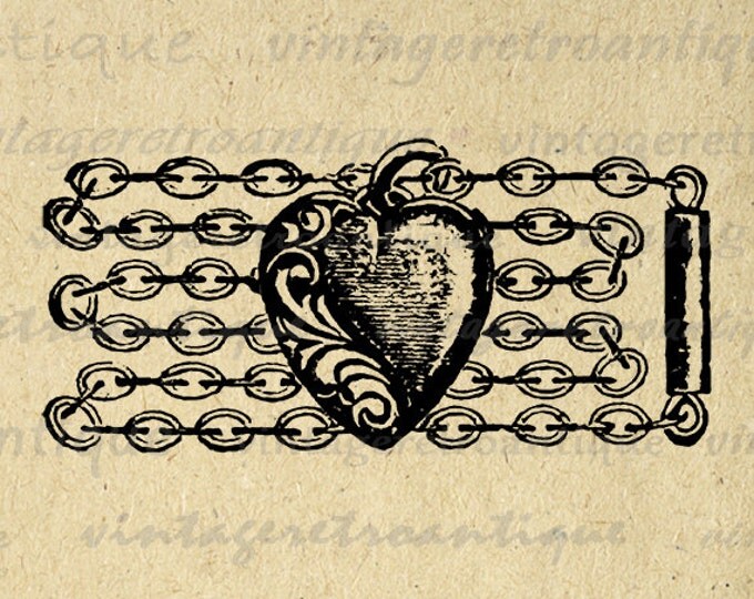 Heart Charm Vintage Digital Image Download Printable Graphic Vintage Clip Art HQ No.1250