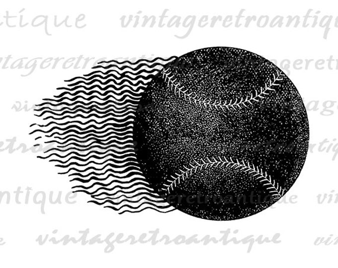 Baseball Digital Image Graphic Sports Artwork Clip Art Printable Flying Baseball Download for Transfers T-Shirts Pillows HQ 300dpi No.4648