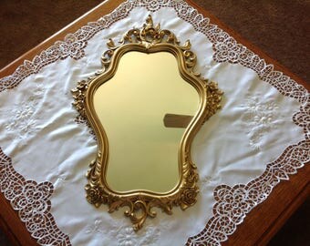 Vintage Syroco Gold Framed Hanging Mirror Hollywood Regency Mirror Syroco Mirror 1965