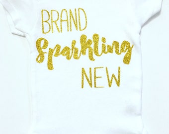 Brand Sparkling New Bodysuits, Bringing Baby Home Outfit, Baby Going Home Outfit, Brand Sparkling New, Newborn Glitter Bodysuit, Glitter Top