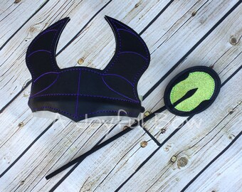 Maleficent costume single set, evil birthday, villain birthday, maleficent party, maleficent dress up, maleficent birthday,