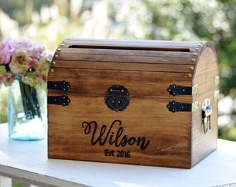 Card Box, Wood Wedding Card Box With Slot, 5th Anniversary Gift ...