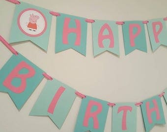 Peppa pig birthday - peppa pig banner - peppa pig party - peppa pig decorations - peppa pig garland - peppa party - peppa decor
