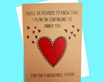 Funny Card | Love Card | Couples Card | Funny Valentines Day Card | Humorous Card | Handmade Card | Annoy Card | Anniversary Card | Quirky