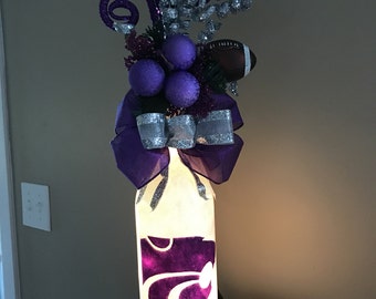 Kansas State Wildcats Lighted Wine Bottle / Silver / KSU / K-State