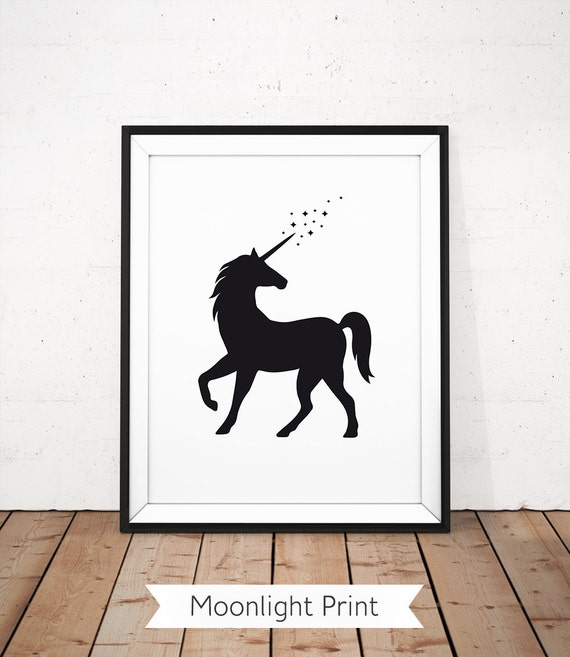 Unicorn Printable Unicorn Wall Art Black Unicorn Unicorn